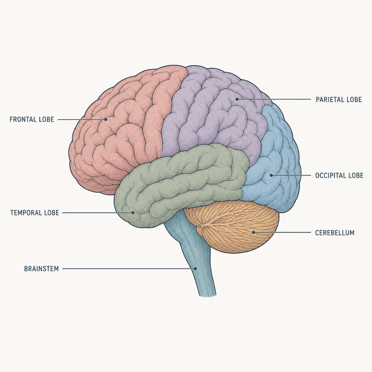 Brain Lobes anatomy diagram