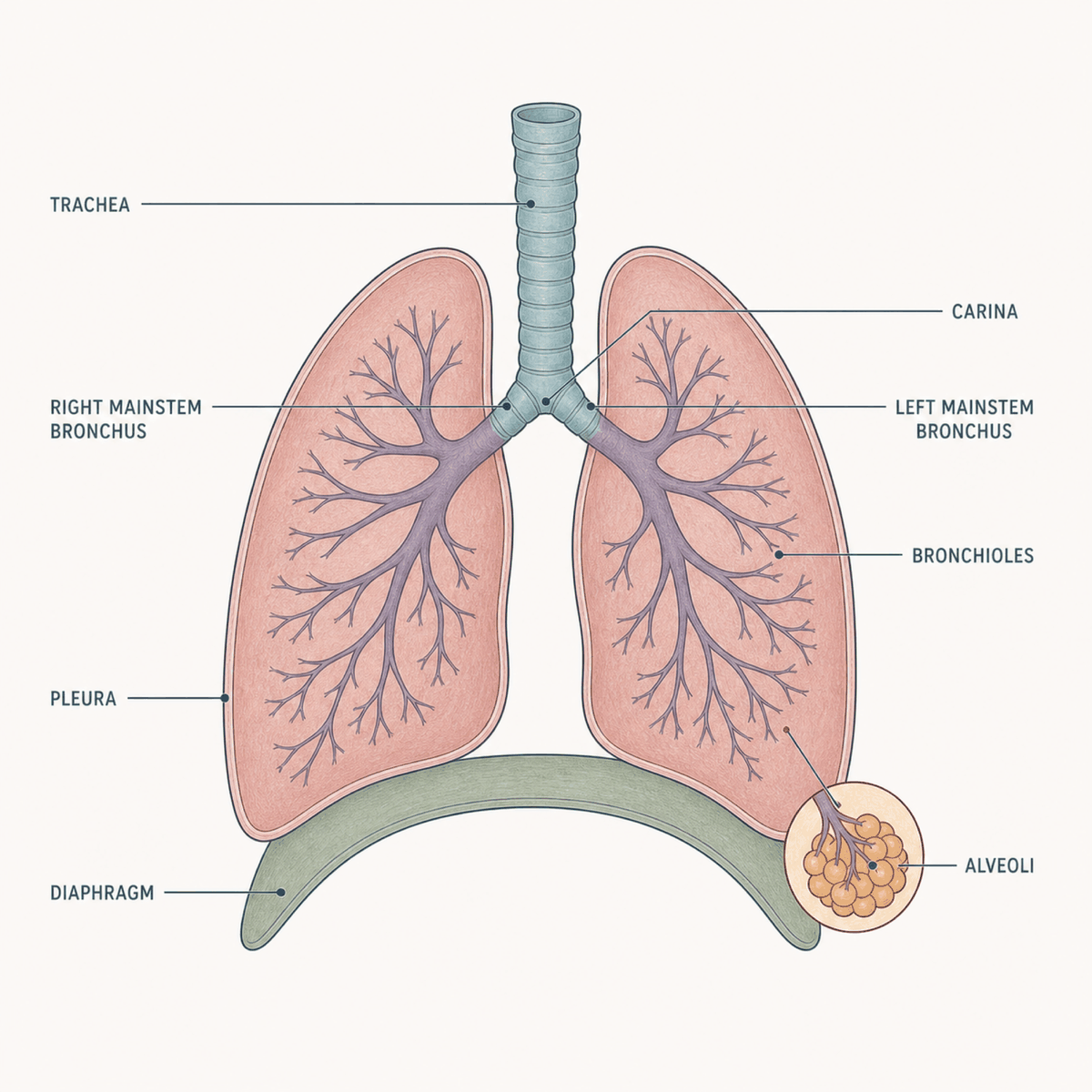 Lungs & Airway anatomy diagram