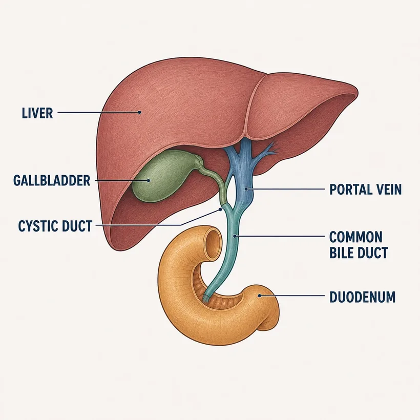 Liver & Biliary Tree anatomy diagram with labeled structures